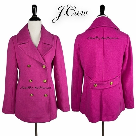 J. Crew fuchsia pink double breasted stadium cloth peacoat *shop@iamwarrior - Picture 3 of 13